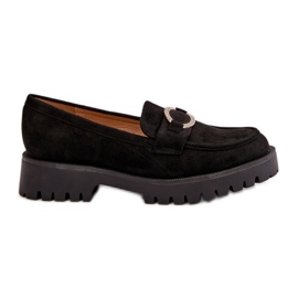 Mocassins Femme En Daim Eco Avec Détails Brillants Noir Avellina le noir