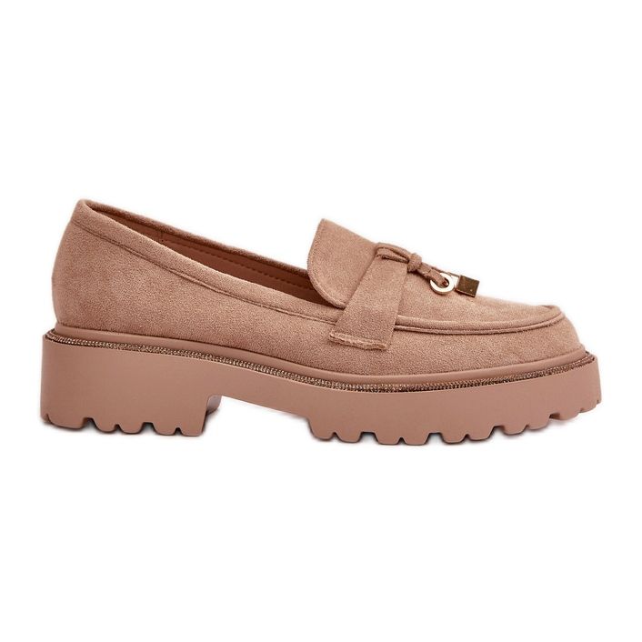 Mocassins Femme Eco Daim Avec Décoration Beige Verindalle
