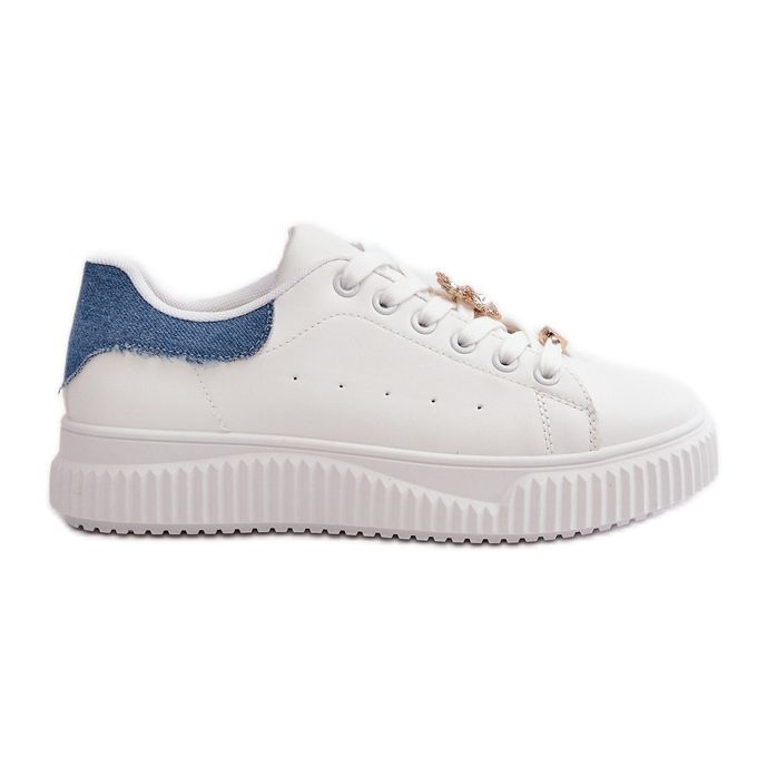 Baskets basses en éco-cuir avec pins Cillione blancs et bleus blanche Baskets basses en éco-cuir avec pins Cillione blancs et bleus blanche