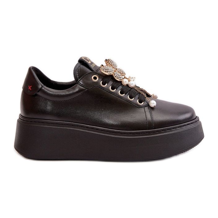 Baskets Plateforme En Cuir Pour Femme Avec Papillon CheBello 4585 Noir le noir