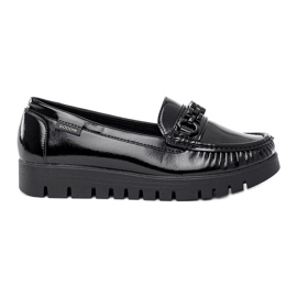 Goodin Chaussures vernies pour femme à semelle épaisse noir