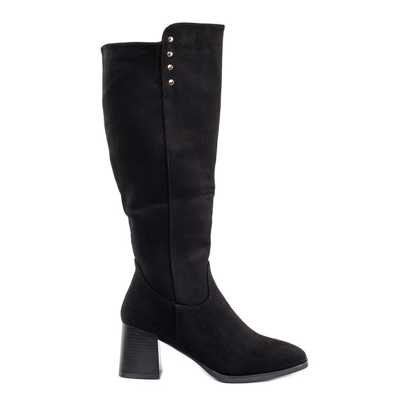 Bottines à talons en daim noir le noir