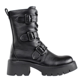 Bottes de travail hautes pour femmes noires à boucles le noir