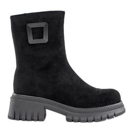 Bottines noires pour femme à semelle épaisse le noir