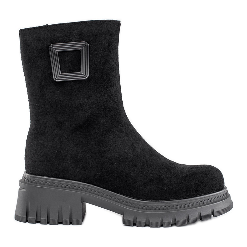 Bottines noires pour femme à semelle épaisse le noir