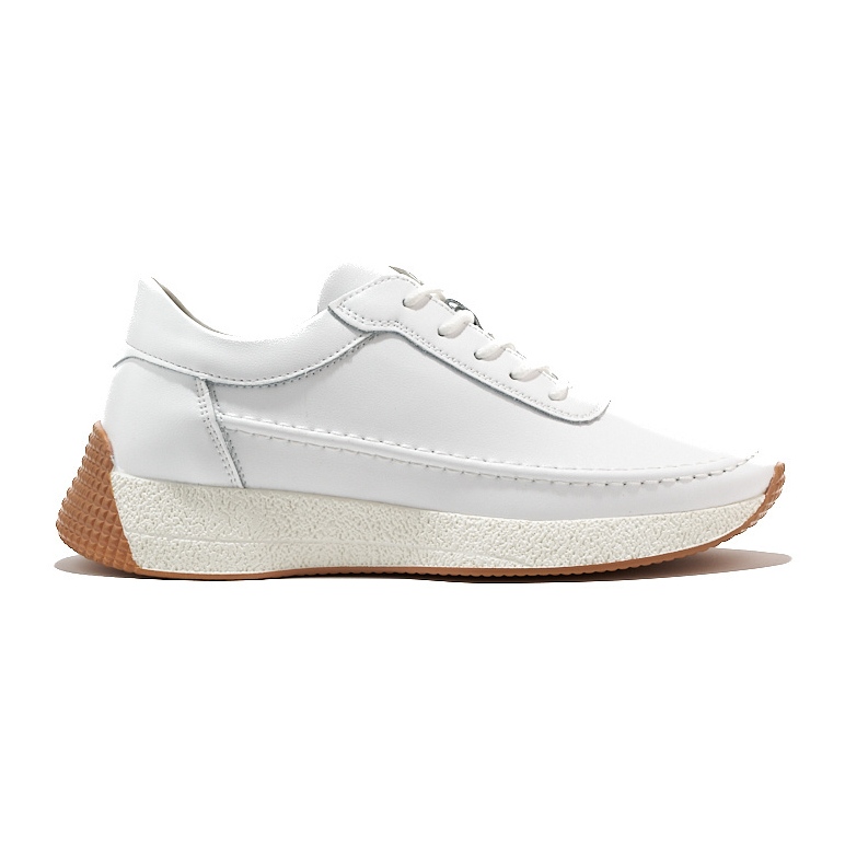 Sergio Leone Chaussures de sport femme blanches en cuir ajouré