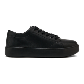 Sergio Leone Sneakers sportifs liés en cuir noir SP014