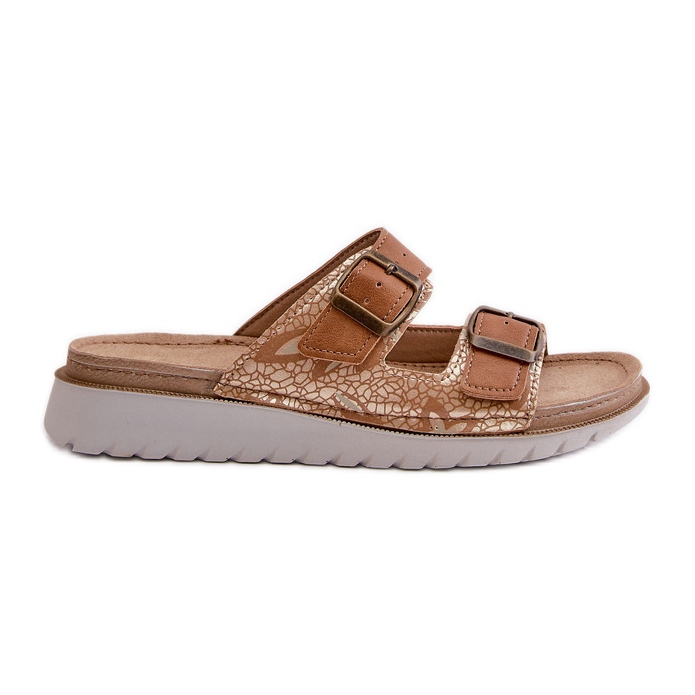 Tongs confortables pour femmes avec boucles Inblu CN000033 marron brun