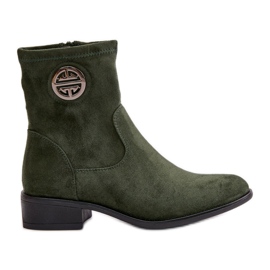 Bottines pour femmes fermées par une fermeture éclair avec un détail décoratif, Eco Daim vert Lerioria