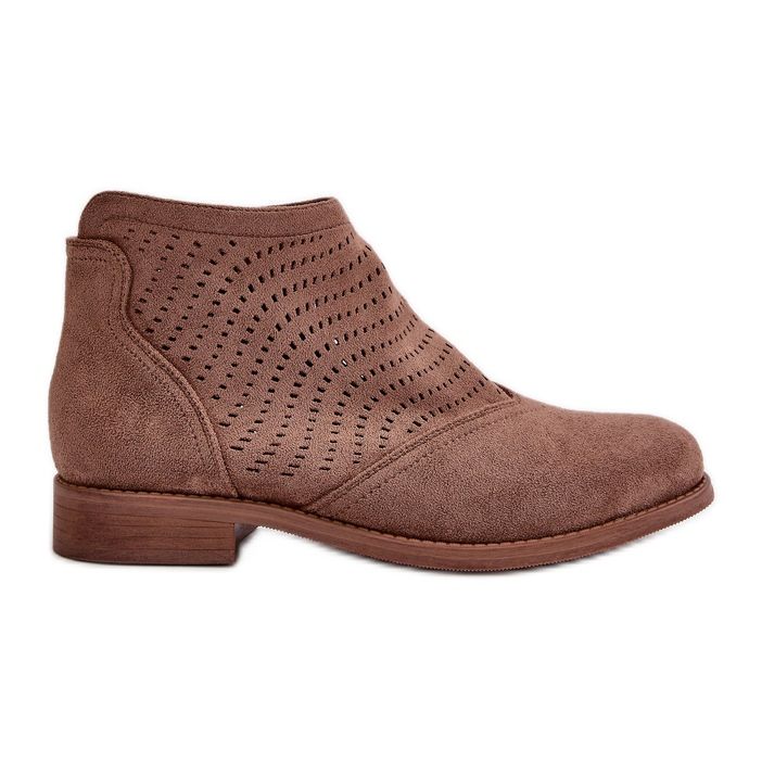 Bottines Ajourées à Talon Plat pour Femme Marron S.Barski HY42-076 brun