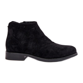 Bottines Ajourées à Talon Plat pour Femme Noir S.Barski HY42-076 le noir