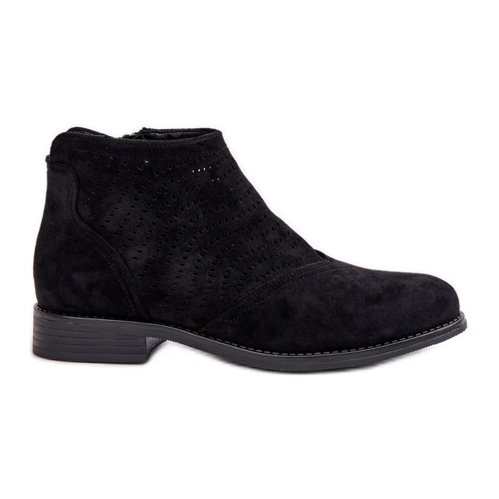 Bottines Ajourées à Talon Plat pour Femme Noir S.Barski HY42-076 le noir