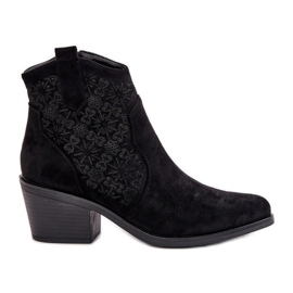 Bottes Santiags Ajourées Avec Fermeture Éclair Eco Daim Noir S.Barski HY42-944 le noir
