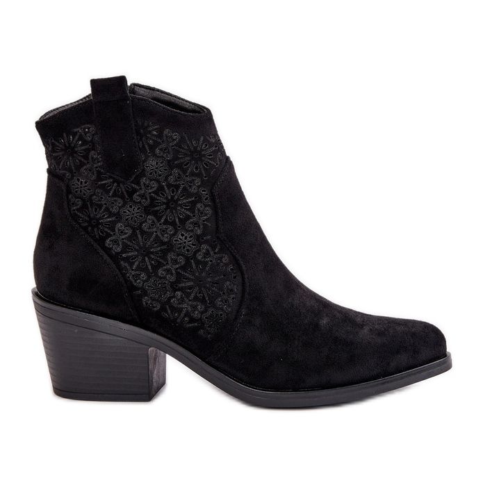 Bottes Santiags Ajourées Avec Fermeture Éclair Eco Daim Noir S.Barski HY42-944 le noir
