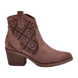 Bottes Santiags Ajourées Avec Fermeture Éclair Eco Daim Marron S.Barski HY42-944 brun