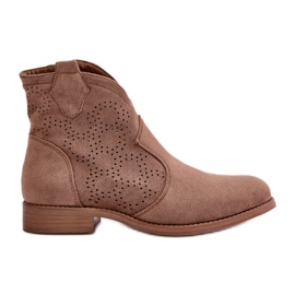 Bottines Femme Ajourées à Talon Plat Marron S.Barski HY42-151 brun