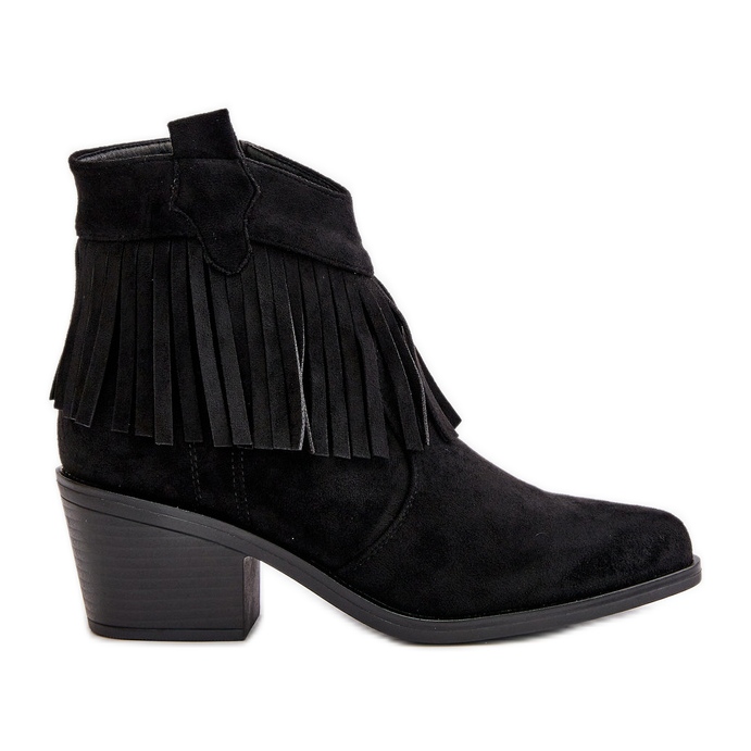Bottes de cowboy pour femmes avec fermeture éclair Eco Daim Noir S.Barski HY42-127 le noir
