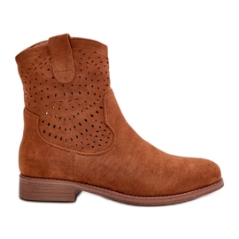 Bottines Plates Ajourées Femme Camel S.Barski HY42-135 brun