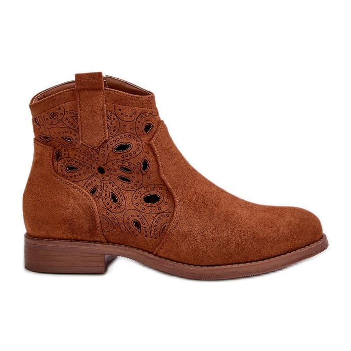 Bottines Ajourées Avec Fermeture Éclair Femme Camel S.Barski HY42-081 brun