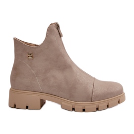Bottines isolées pour femmes avec abrasions, cuir écologique, or Verietta doré