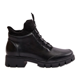 Bottes isolées basses pour femmes en cuir écologique, noir Erisabelle