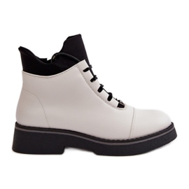 Bottes basses isolées pour femmes, Cuir écologique, Blanc blanche