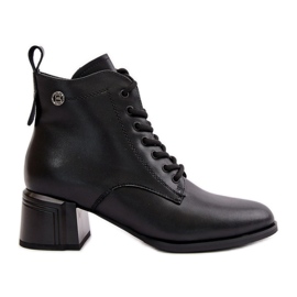 Bottines à Lacets à Talon Haut pour Femme, Cuir Naturel Chaud, Noir Vinceza 91110