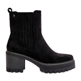 Bottes à talons hauts pour femmes en suède écologique, noir chaud Nevitas