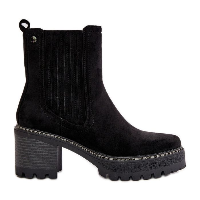 Bottes à talons hauts pour femmes en suède écologique, noir chaud Nevitas le noir