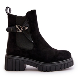Bottines isolées noires en suède écologique pour femmes avec détail doré Bervena
