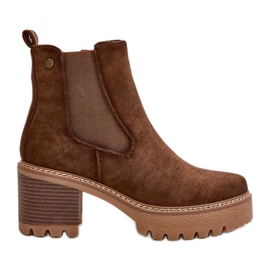 Bottes isolées pour femmes à talons hauts en daim écologique marron Irissinae brun