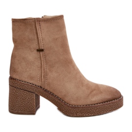 Bottes Femme À Talon Haut Isolées Eco Daim Beige Arkesia
