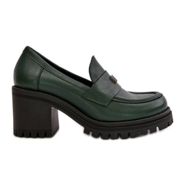 Zazoo 20168 Chaussures élégantes à Talons Bas pour Femmes, Cuir Naturel, Vert foncé