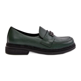 Zazoo 20174 Chaussures élégantes en cuir à talons plats pour femme Vert foncé