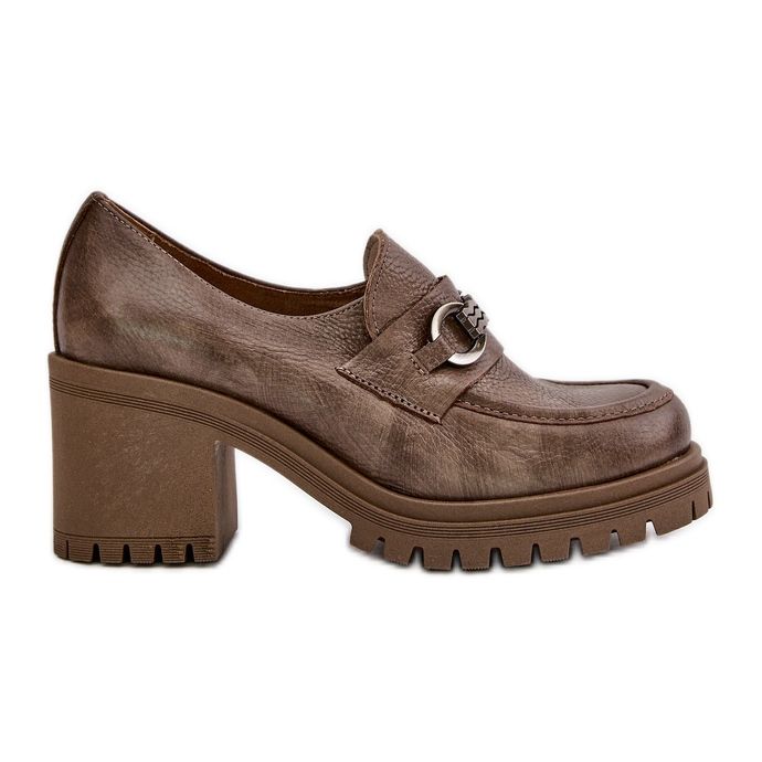 Zazoo 20175 Chaussures à talons hauts pour femme, cuir naturel, beige foncé
