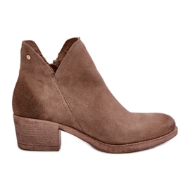 Zazoo 60475 Bottes à talons bas en daim pour femme, chauffées, beige foncé