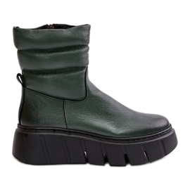 Zazoo 60512 Bottes en cuir pour femme avec fermeture éclair, chaudes avec feutre, vert foncé Zazoo 60512 Bottes en cuir pour femme avec fermeture éclair, chaudes avec feutre, vert foncé