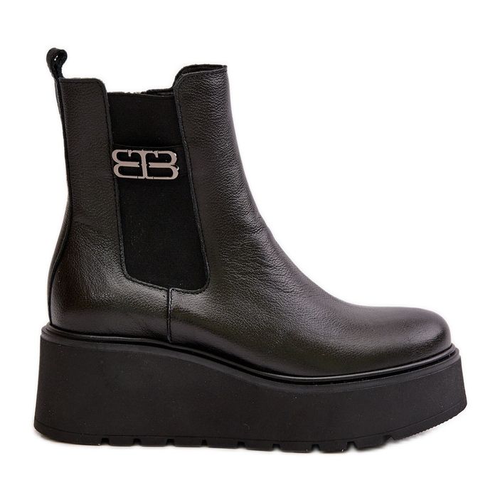 Zazoo 60498 Bottines Chelsea femme sur plateforme et compensées, noir le noir