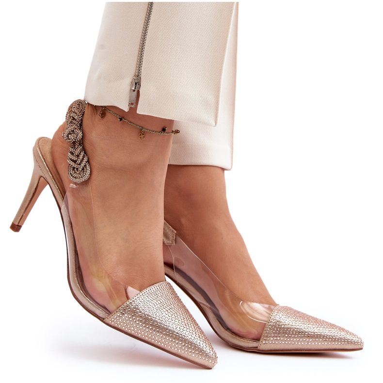 S. BARSKI Talons hauts avec décoration MR1966-11 Champagne d'or S. BARSKI Talons hauts avec décoration MR1966-11 Champagne d'or