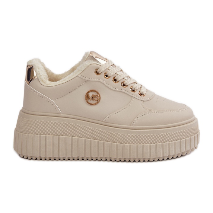 Baskets de sport isolées pour femmes avec semelle épaisse, beige Ardiela