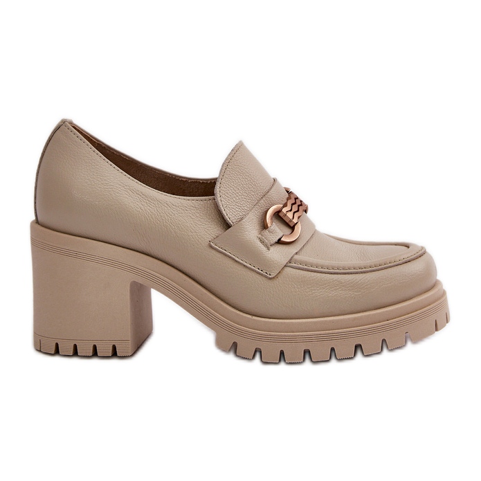 Zazoo 20175 Chaussures à Talons Hauts Femme, Cuir Naturel, Beige Clair