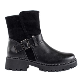 Bottines femme noires avec fermoir décoratif le noir