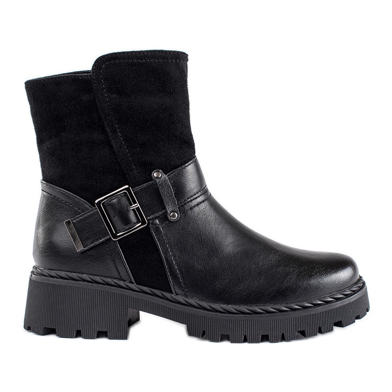 Bottines femme noires avec fermoir décoratif le noir