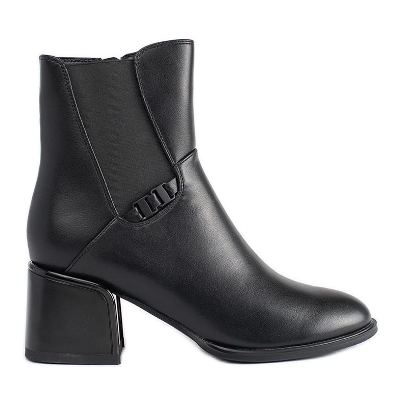 Bottines noires à talons hauts avec empiècement élastique le noir