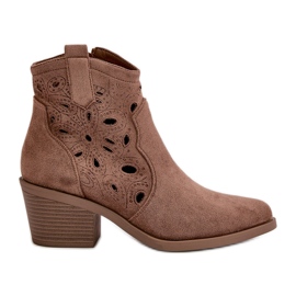S.Barski S.Barski HY42-086 Santiags Ajourées en Daim Femme Marron brun