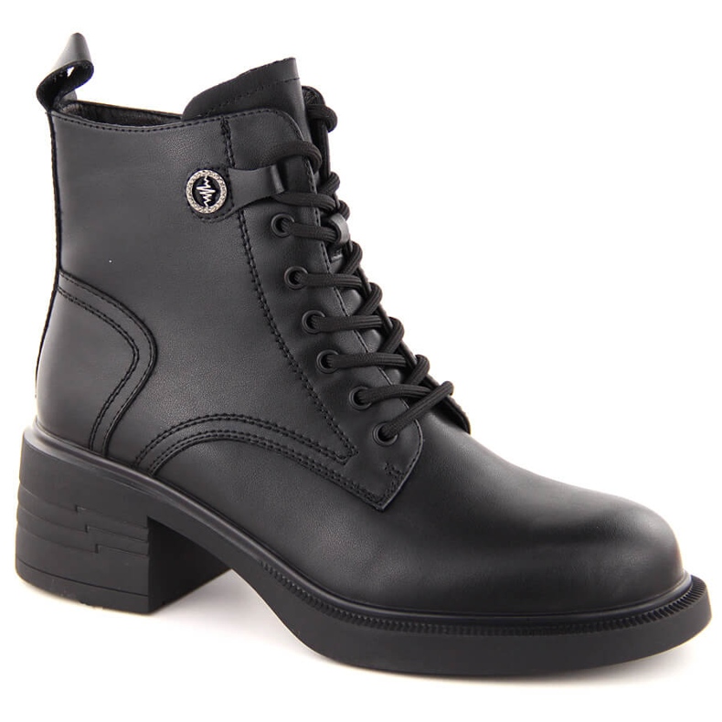Bottines en cuir pour femmes, légèrement isolées, noires Vinceza 91107 le noir
