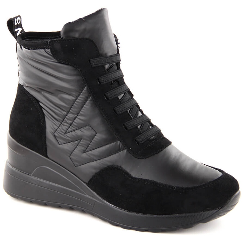 Bottes de neige compensées pour femmes, noires Potocki 12225 le noir Bottes de neige compensées pour femmes, noires Potocki 12225 le noir