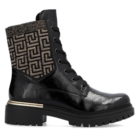 Bottines noires isolées confortables pour femmes Rieker 72607-00 le noir