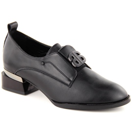 Chaussures à talons hauts en cuir pour femme, noires Vinceza 25-58349 le noir
