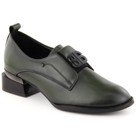 Chaussures à talons hauts en cuir pour femmes, vert Vinceza 25-58349